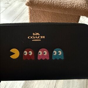 Coach Black Wallet with Retro Game Characters